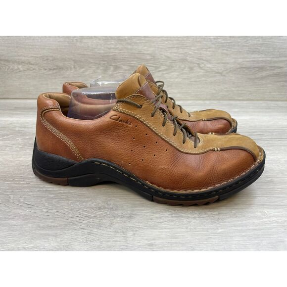 Clarks Around Town Men's Oxford Dress Lace Up Leather US 10 Brown Casual Shoes